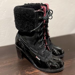 Pajar retro patent leather heeled snow boots